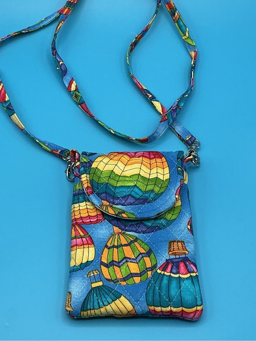 Quilted Hot Air Balloon Crossbody Bag - Blue Multicolor - Picture 2 of 5